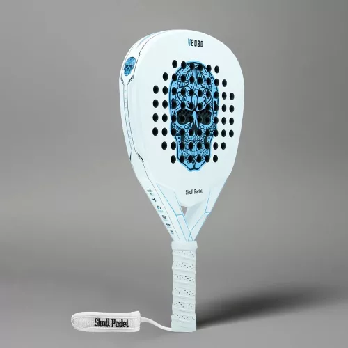 2026 SKULLPADEL V2080 white blue 12K SOFT padel racket